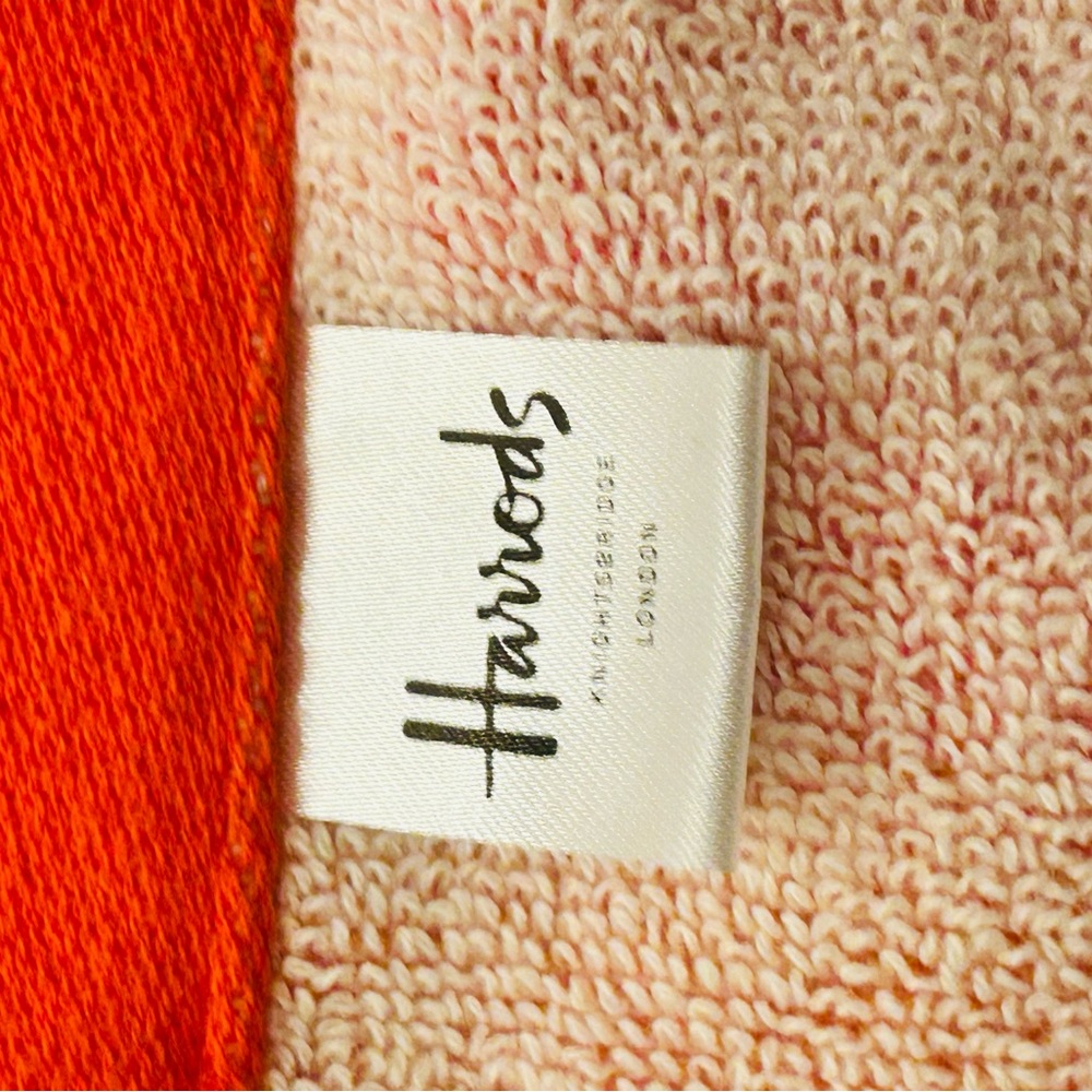 NWT Harrods Pink and Orange Striped beach and bath Towels with Harrods bag - Picture 6 of 15